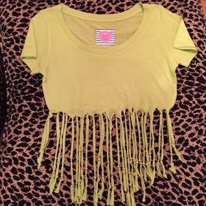 Women's Distressed Fringe Crop Top Size Med