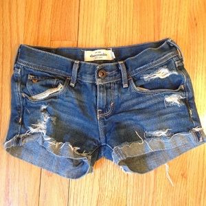 Distressed jean shorts