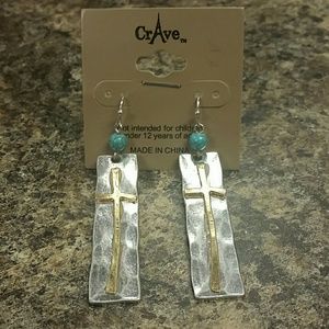 SILVER CROSS EARRINGS