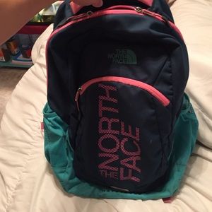 North Face darkblue/turquoise/light pink backpack
