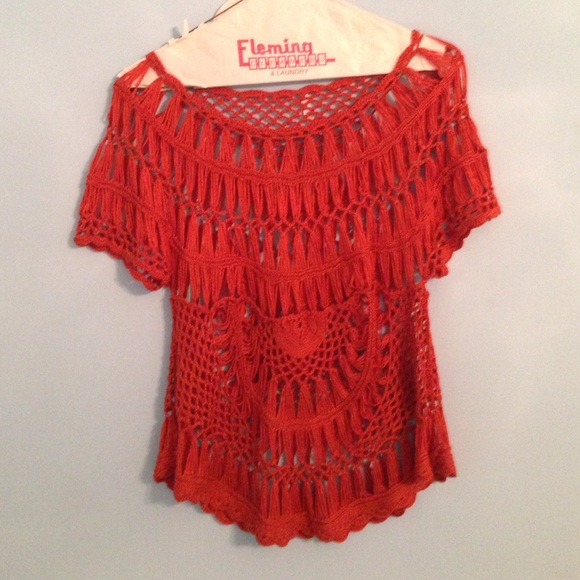 Burnt orange lace top