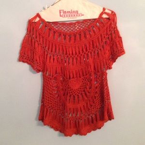 Burnt orange lace top