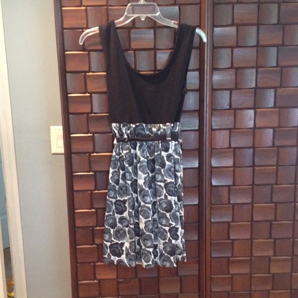 Black Dress With Patterned Bottom - Picture 1 of 3