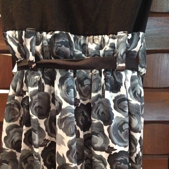 Black Dress With Patterned Bottom - Picture 2 of 3