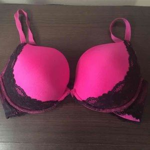 Fuchsia and Black Lacy Bra