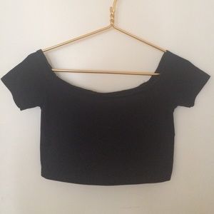 asos off the shoulder black crop top