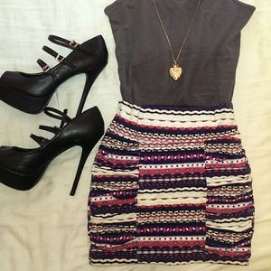 Tribal print mini skirt