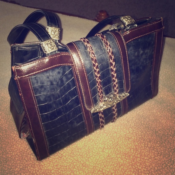 Brown Black Leather Purse