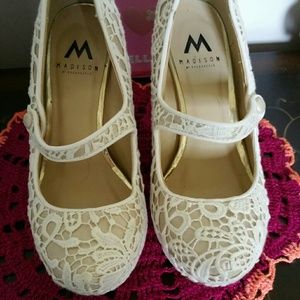 White Lace Wedges