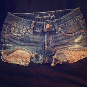 AE shorts with gold pockets