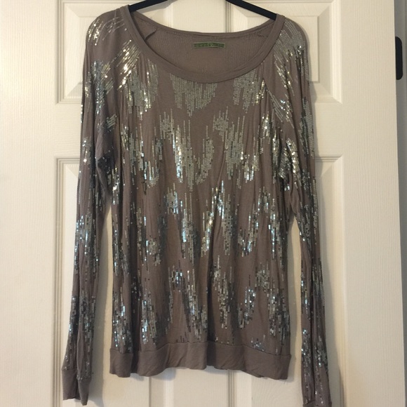Anthropologie Sparkle Long-Sleeve Top