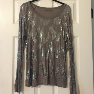 Anthropologie Sparkle Long-Sleeve Top