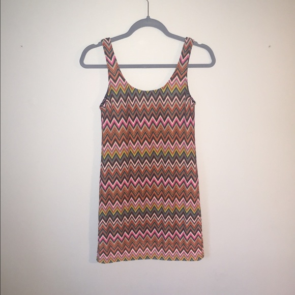 Multi color chevron patterned tank dress