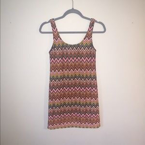 Multi color chevron patterned tank dress