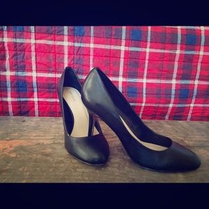 Express black leather high heels