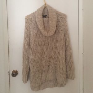 oversized cream knit turtle neck