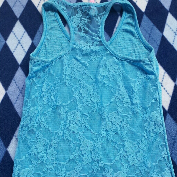 Rue21 Size Large blue till tank top see thru back