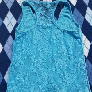 Rue21 Size Large blue till tank top see thru back