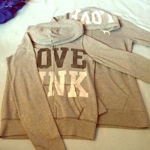 Two Grey VS Pink Hoodies