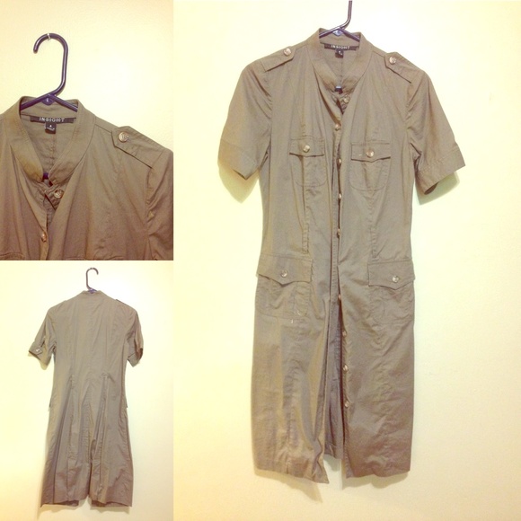 Dark-khaki shirt dress