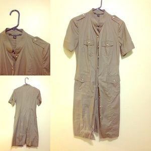 Dark-khaki shirt dress