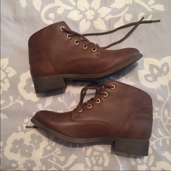 Brown Faux Leather Booties