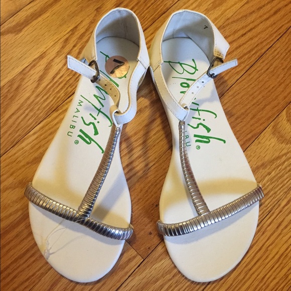 White & silver rubber cushioned sole sandal