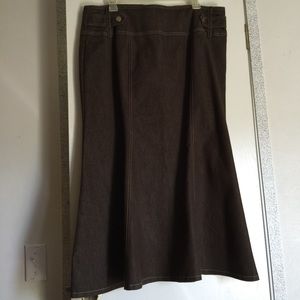 Brown denim skirt. Worn 1 time. EUC. Size 16