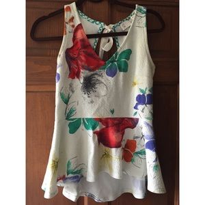 Anthropologie Floral Peplum Top