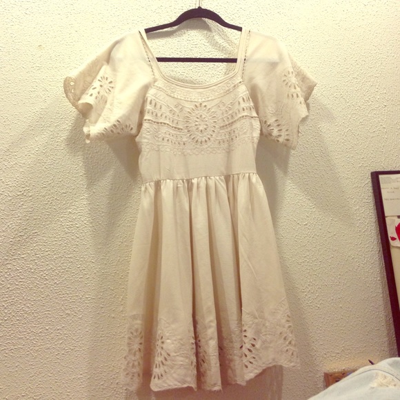 Urban Outfitters Cream hippie frock dress