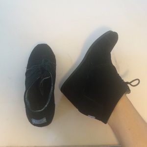 Black Suede TOMS Wedges