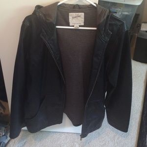 Leather and jersey jacket
