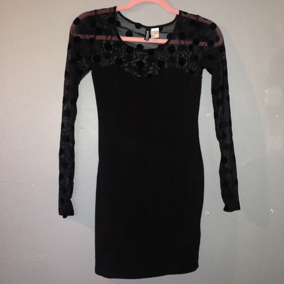 H&M polka dot mesh fitted dress