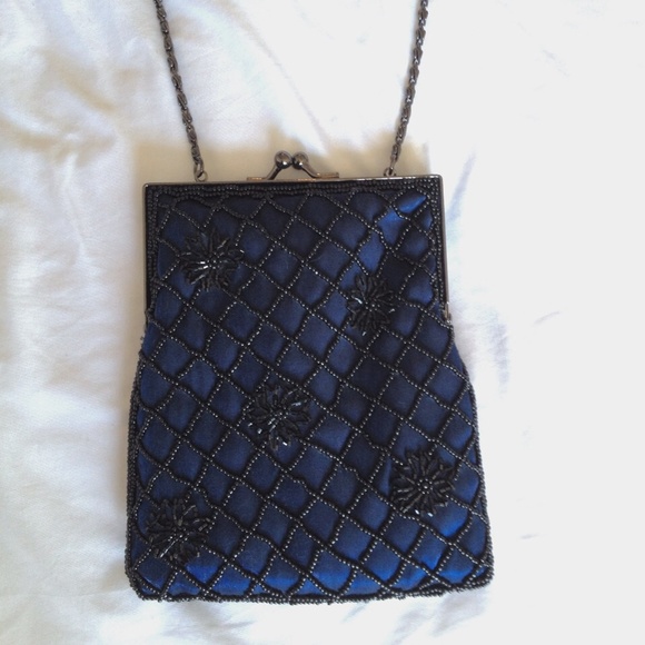 Hillard & Hanson Handbags - ▪️Dark Blue Beaded Mini Bag▪️