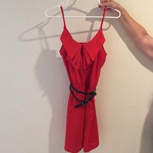 Red spaghetti strap dress!