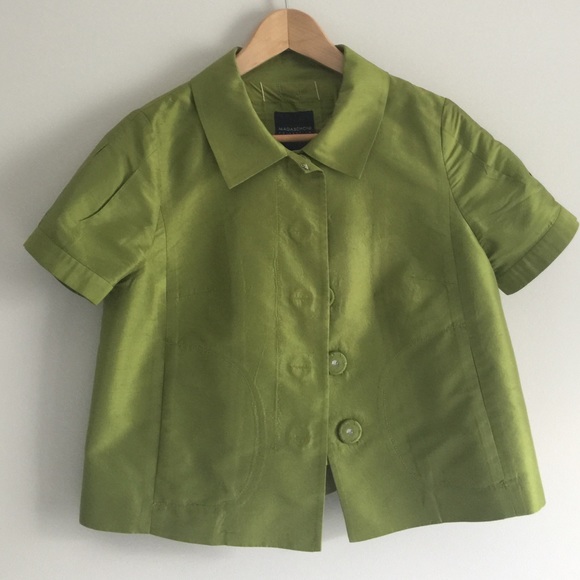 Stylish green silk blazer - Picture 1 of 4