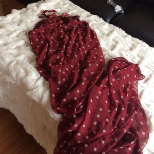 Polka dot dress dark red