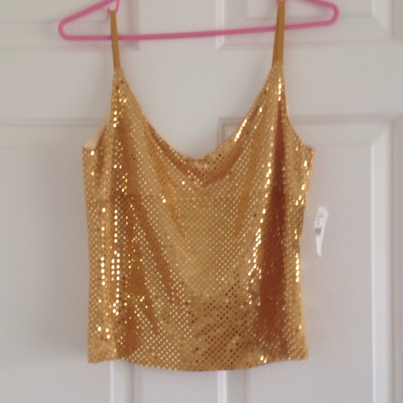 Moa Moa gold sequined cropped tank top