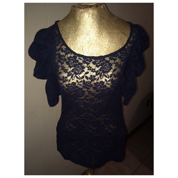 Navy Forever 21 Lace Top