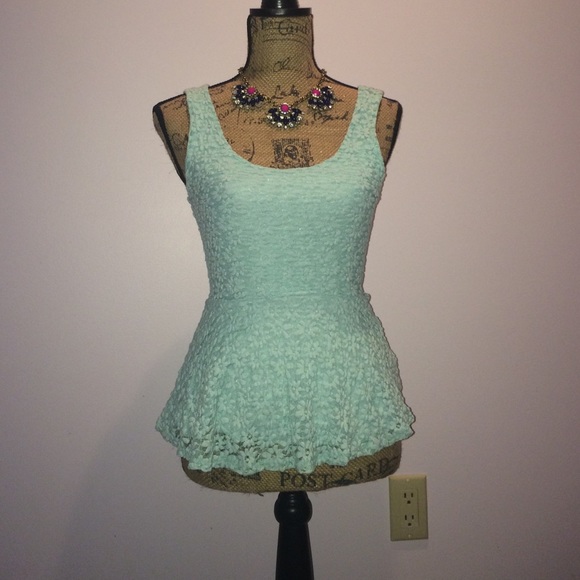 light blue peplum top NWT