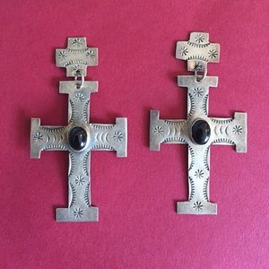Vintage style cross black pendant Earrings