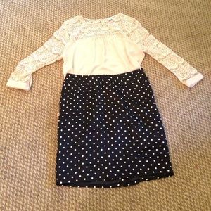Black and white polka dot pencil skirt