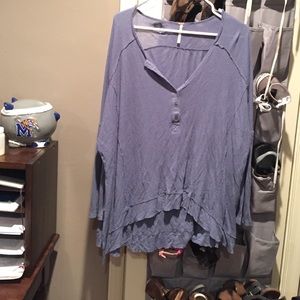 Free People Blue Flowy Layering Top