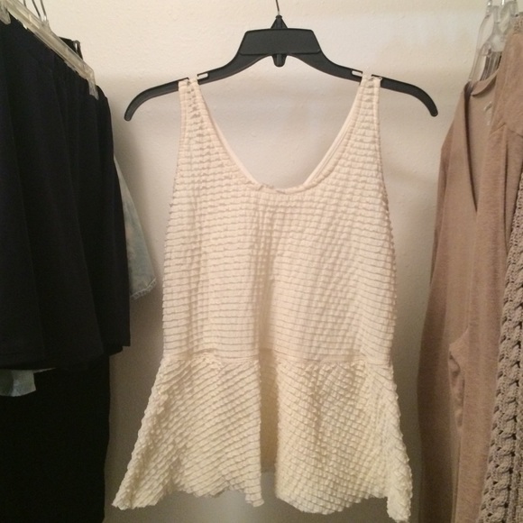 Cream peplum tank top ruffled