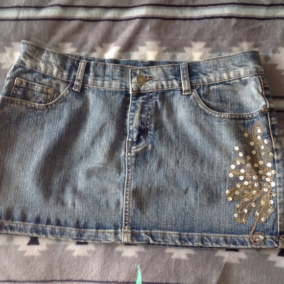 Vintage funhouse sequined jean skirt - Picture 1 of 3