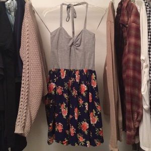 Forever 21 gray and floral halter dress