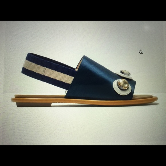 Zara navy satin embellished sandals elastic strap