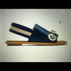 Zara navy satin embellished sandals elastic strap