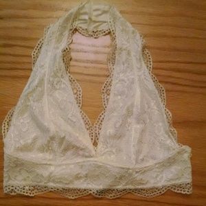 White lace halter bralette