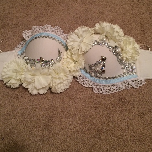 Handmade white winter or bridal bra for raves 34C